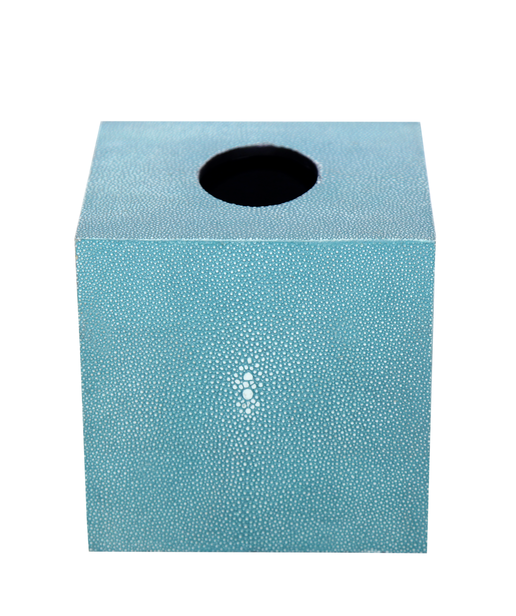 Hộp khăn giấy da cá đuối hình vuông màu Turquoise