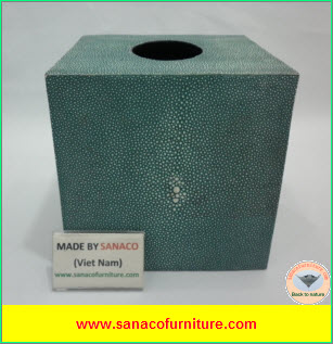 Square Faux Shagreen Tissue Box in Turquoise