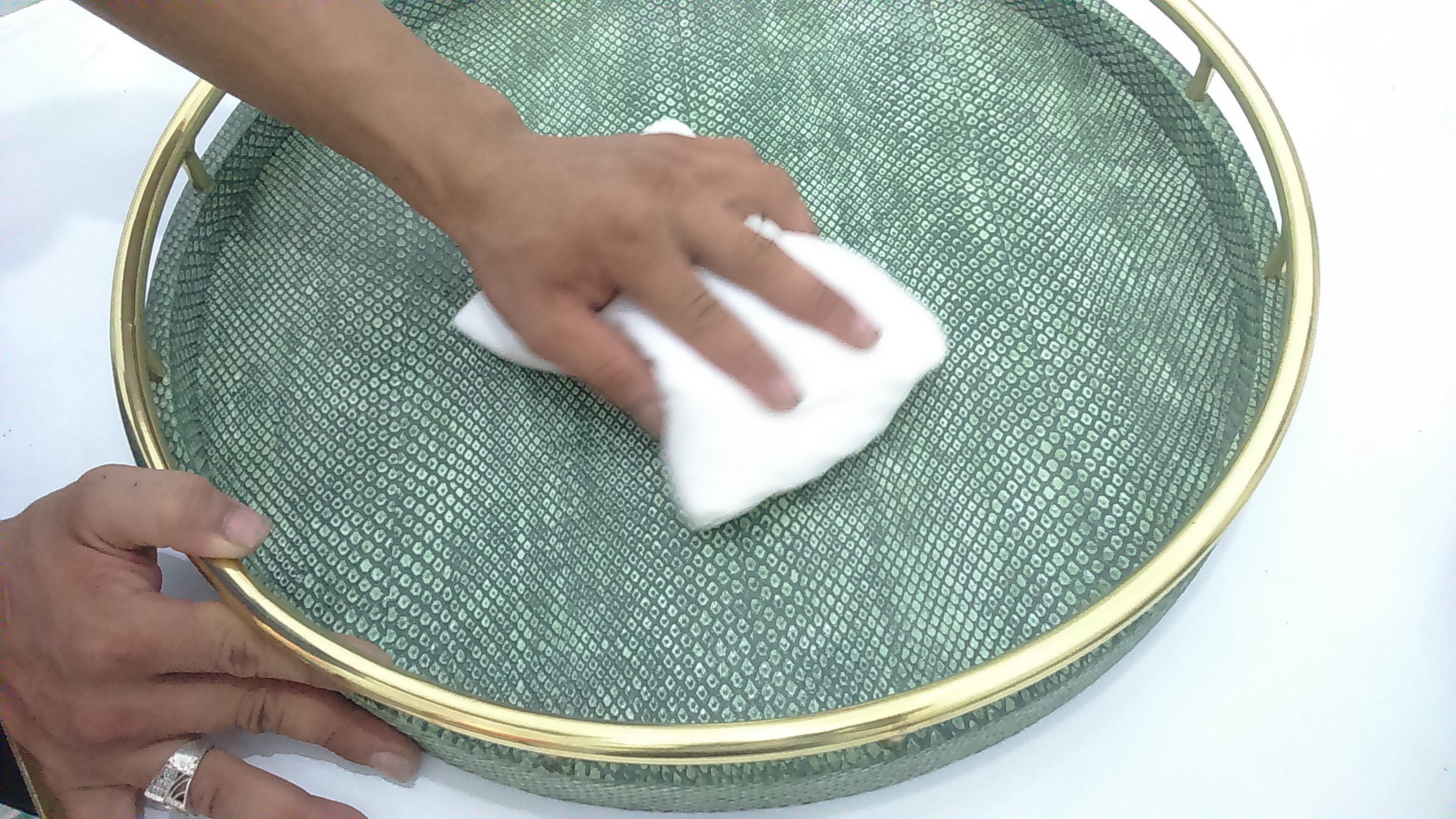 How to remove spill and stain on faux shagreen