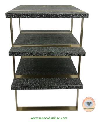 Sanaco faux turtle table with brass legs-The 3-shelf table