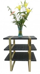 Daphoco faux turtle table with brass legs-The 3-shelf table