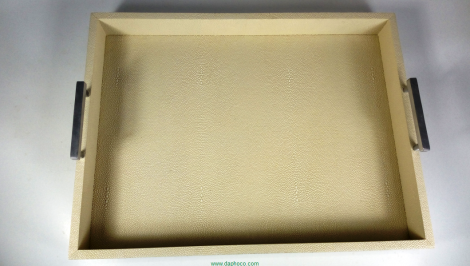 Faux shagreen/stingray tray with handles