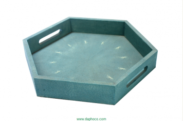 Faux shagreen hex tray