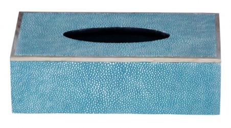 Hộp khăn giấy da cá đuối hình chữ nhật màu xanh TURQUOISE